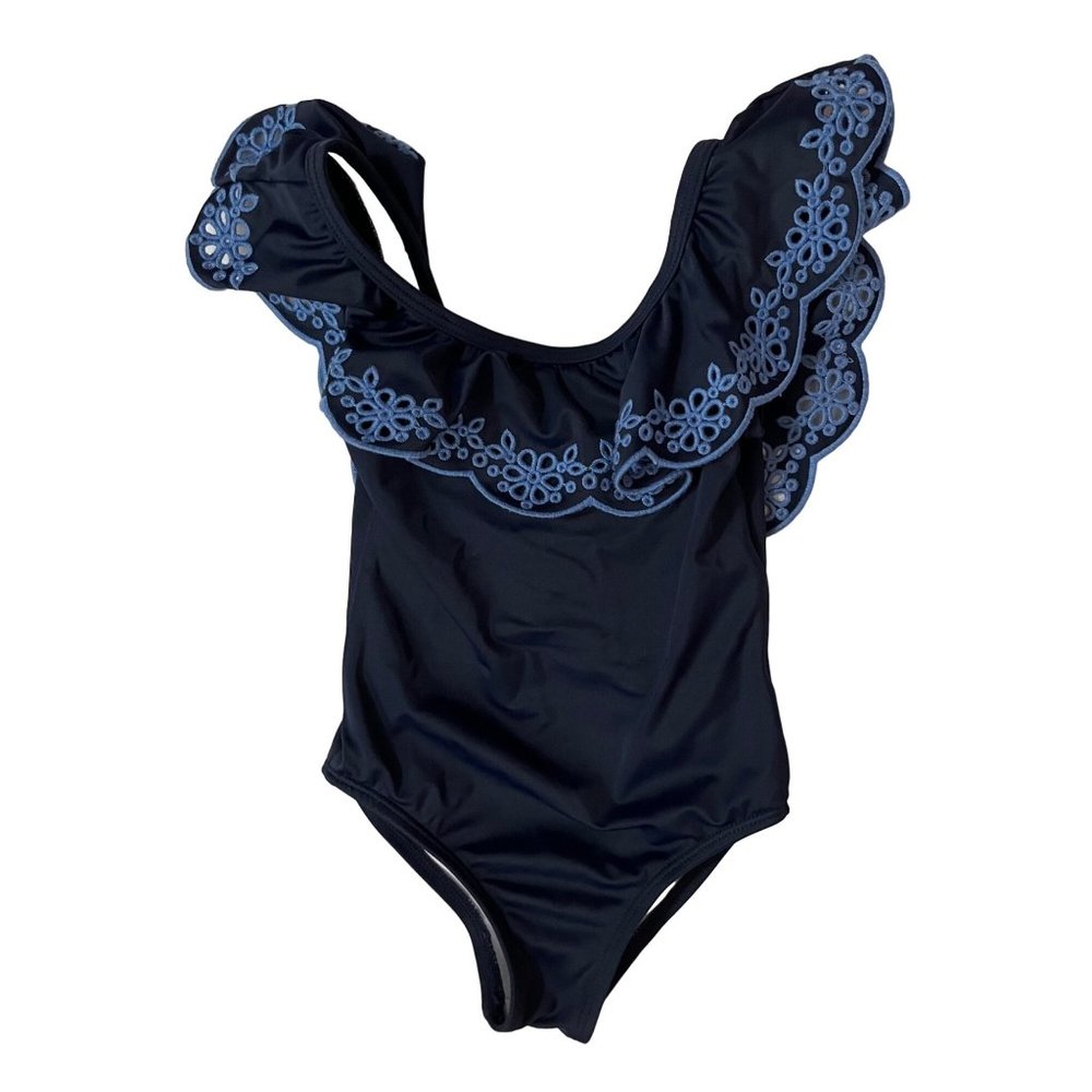 Janie And Jack 2 2T Rachel Zoe Swimsuit Blue Eyelet Onepiece Swimwear 2020 Swim